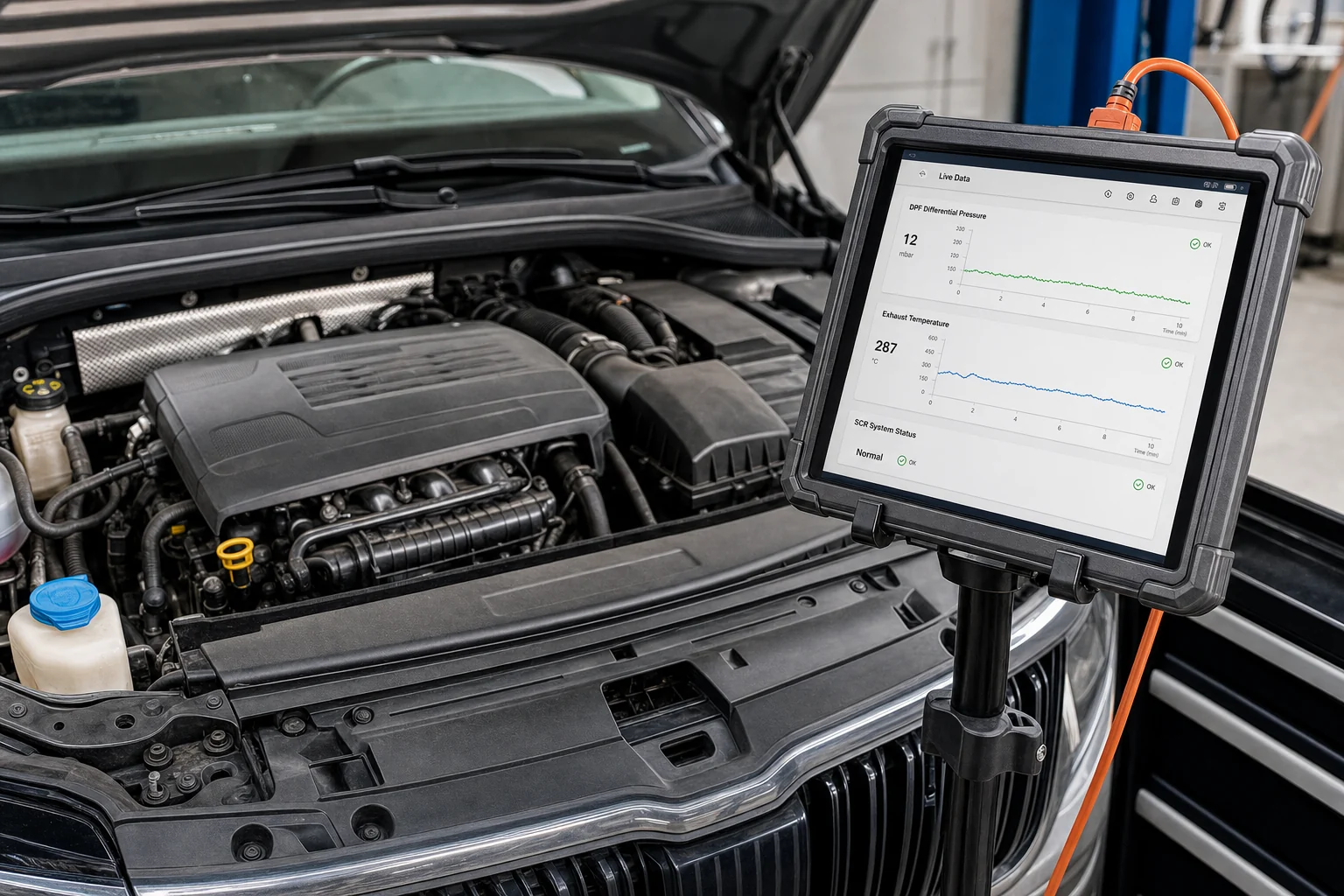Technical live-data analysis on professional diagnostic equipment