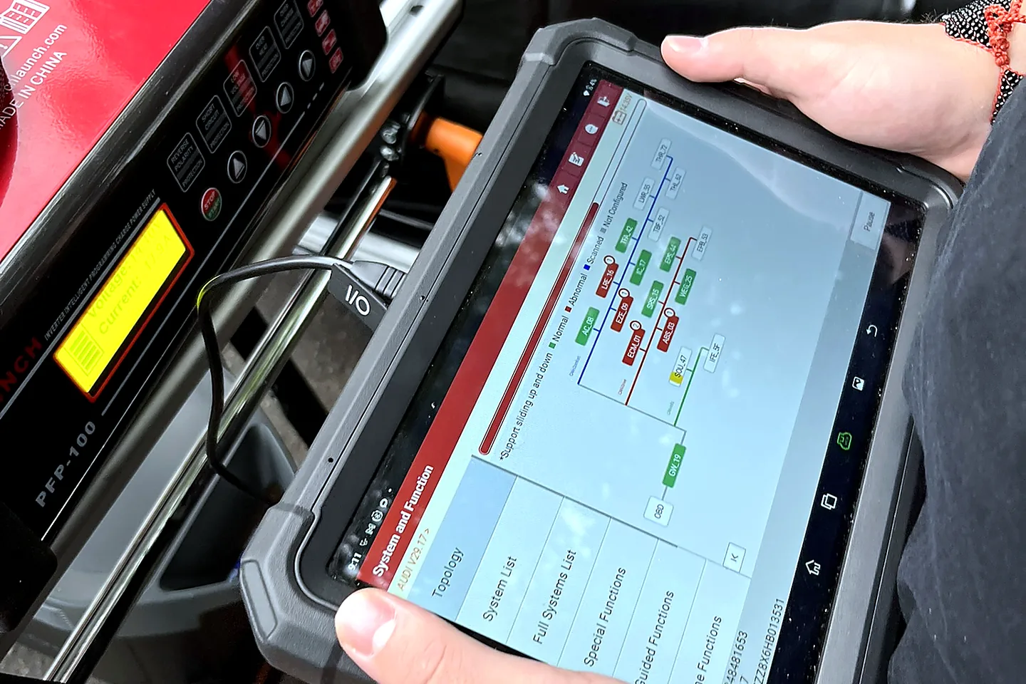 Vehicle diagnostic testing in progress